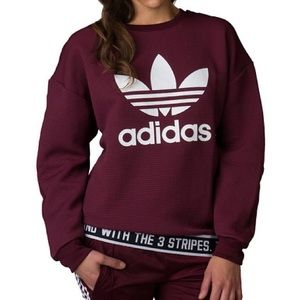 adidas trefoil maroon hoodie
